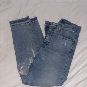 Express High Rise Distressed Women Jeans - Light Blue